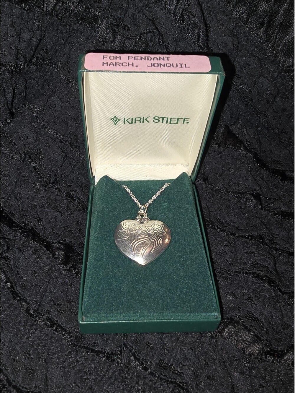 The Kirk Stieff co Jonquil March pewter necklace and pendant